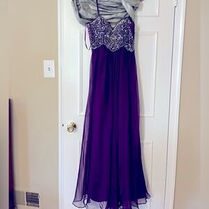 Long purple and sequined dress, warn once. Perfect for formal occasion or prom
